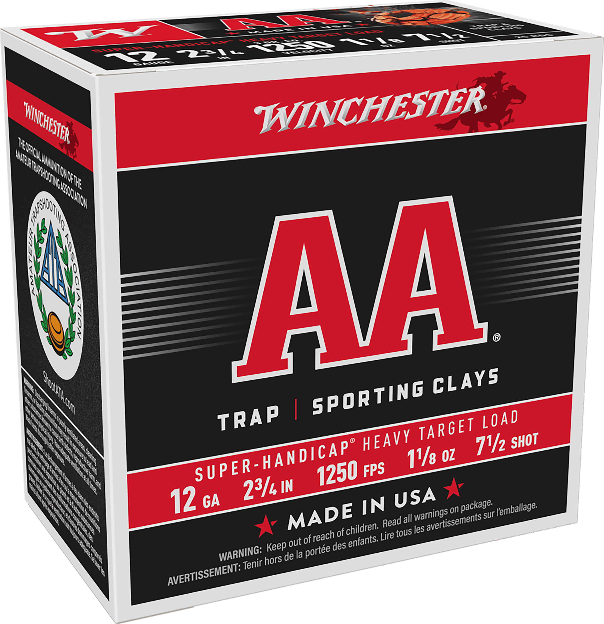 Winchester Ammo AAHA127 AA Super Handicap Heavy Target 12Gauge 2.75" 1 1/8oz 7.5Shot 25 Per Box/10 Case
