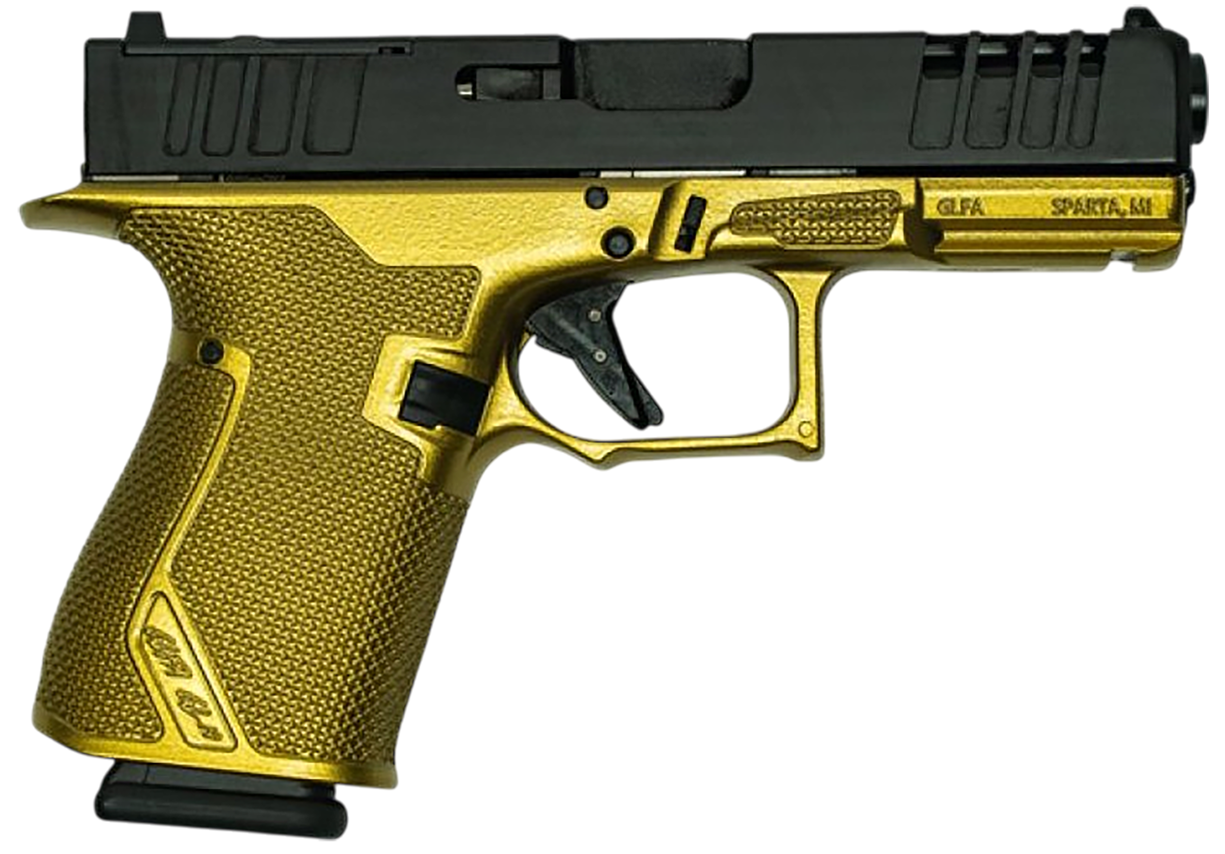 Great Lakes Firearms GL19GGLD Striker  Compact Frame 9mm Luger 15+1 4" Black Nitride Barrel, Optic Cut/Serrated/Window Cut Slide, Polymer Frame, RMR Footprint, Ambidextrous