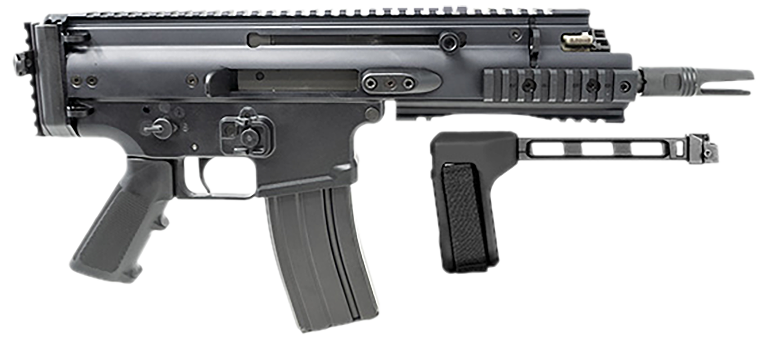FN 38101882 SCAR 15P 5.56x45mm 30+1 7.50" Black Steel Barrel, Black Anodized Picatinny Rail Aluminum Receiver, SB Tactical Brace, Ambidextrous