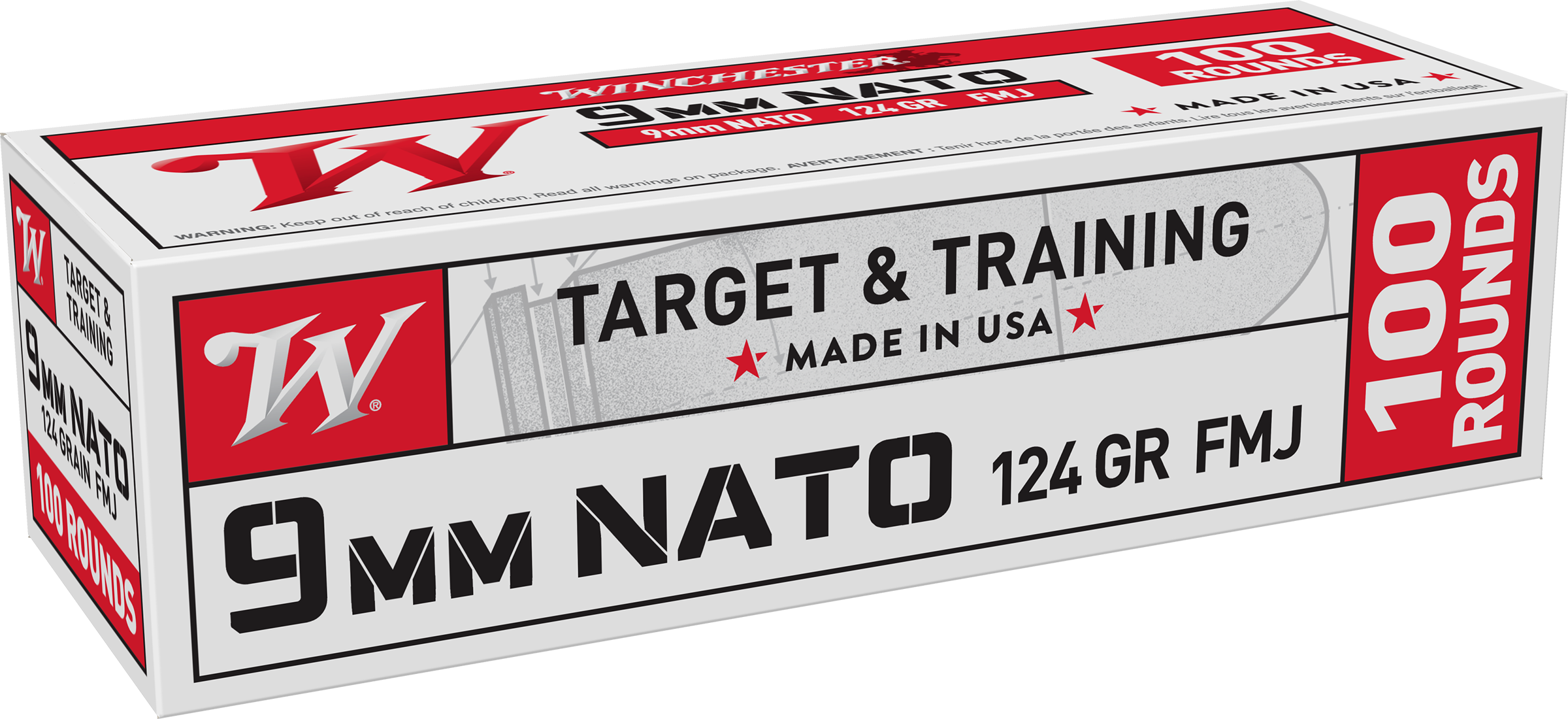 Winchester Ammo W9NATOVP9mm NATO 124gr Full Metal Jacket 100 Per Box/10 Case