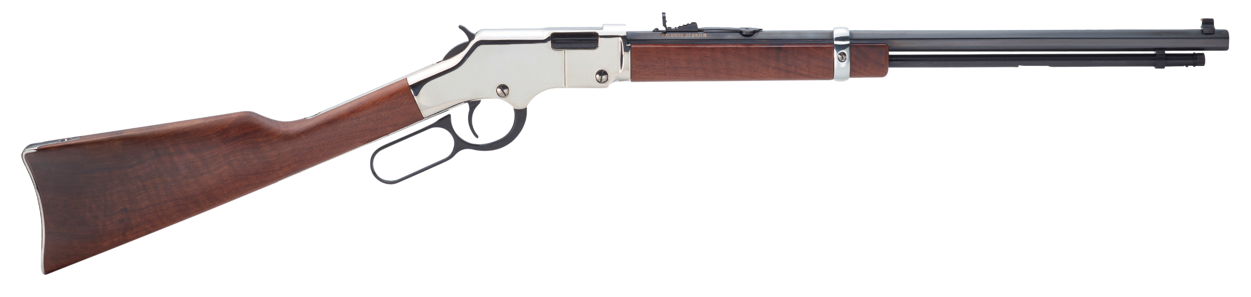 Henry H004S Golden Boy Silver 22 Short, 22 Long or 22 LR Caliber with 16 LR/21 Short Capacity, 20" Blued Barrel, Nickel-Plated Metal Finish & American Walnut Stock Right Hand (Full Size)