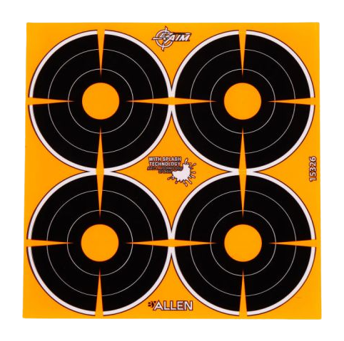 Allen 15326 EZ Aim Splash Adhesive Target Black/Orange (4) 12 Sheets *48 Total Bullseyes