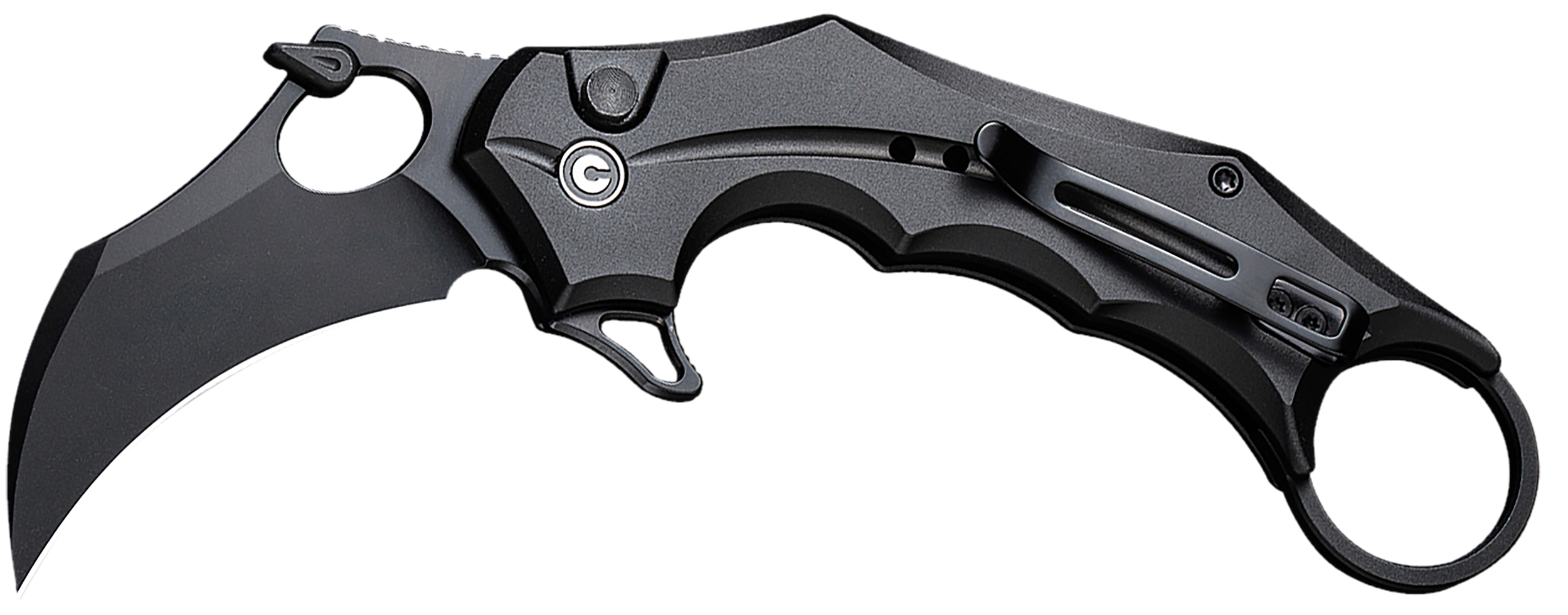 Civivi Knives C16016B-1 Incisor II  2.02" Folding Karambit Plain Black Nitro-V Steel Blade, Black w/Finger Ring Aluminum Handle