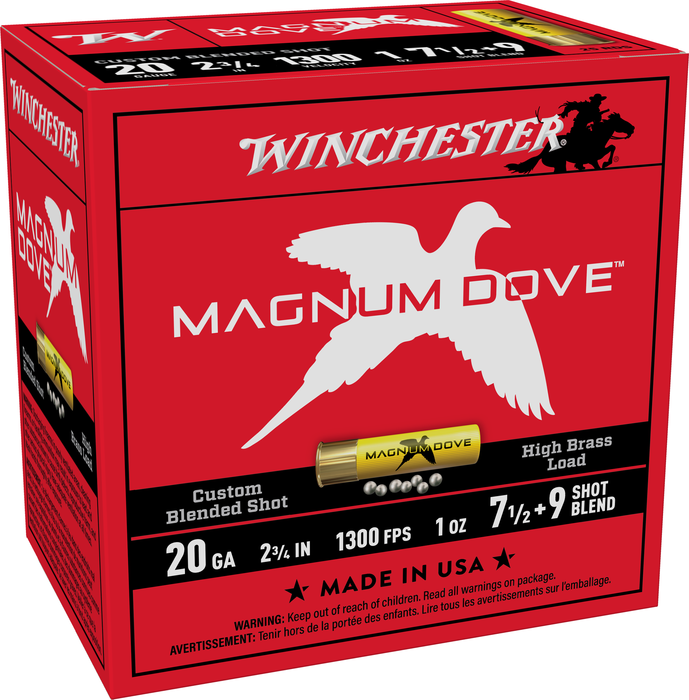 Winchester Ammo MD2079 Magnum Dove 20Gauge 2.75" 1oz 7.5/9Shot 25 Per Box/10 Case