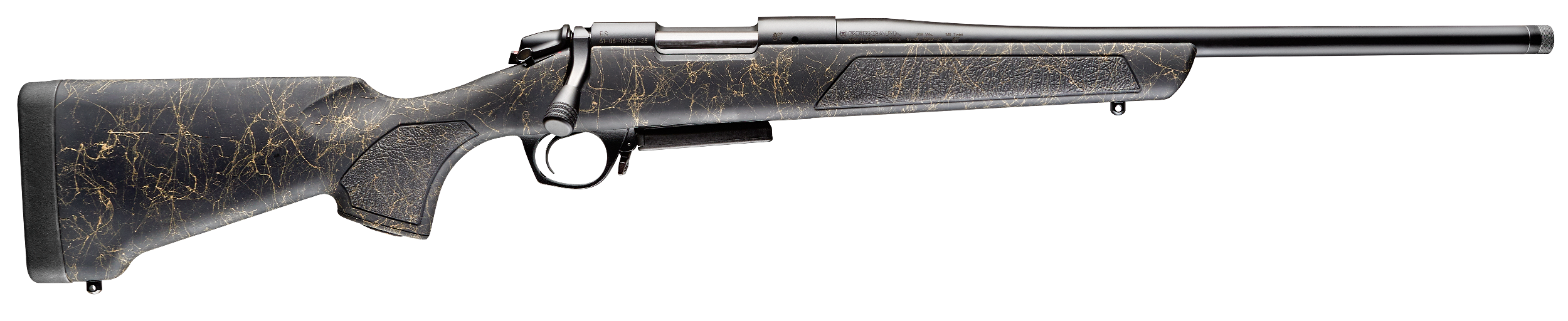 Bergara Rifles B14S903 B-14 Stoke 243 Win 4+1, 20" Graphite Black Cerakote #4.5 Contour Threaded Barrel, Graphite Black Cerakote Steel Receiver, Black Webbed Tan Fixed w/SoftTouch Synthetic Stock