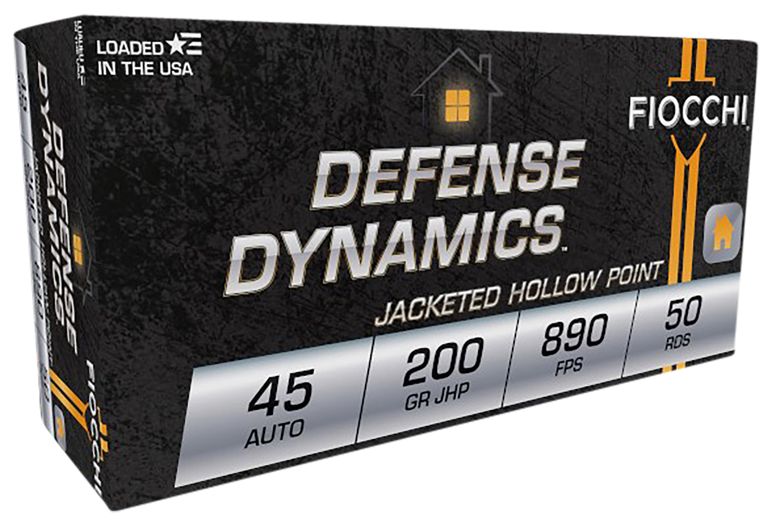 Fiocchi 45B500 Defense Dynamics  45ACP 200gr Jacketed Hollow Point 50 Per Box/10 Case