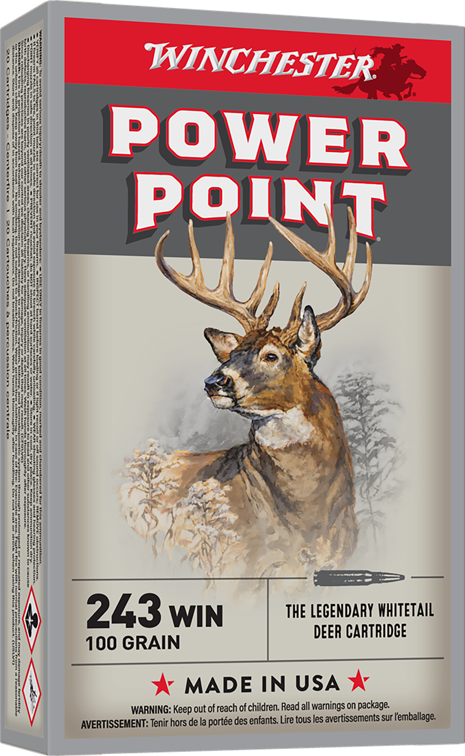 Winchester Ammo X2432 Power-Point  243Win 100gr 20 Per Box/10 Case