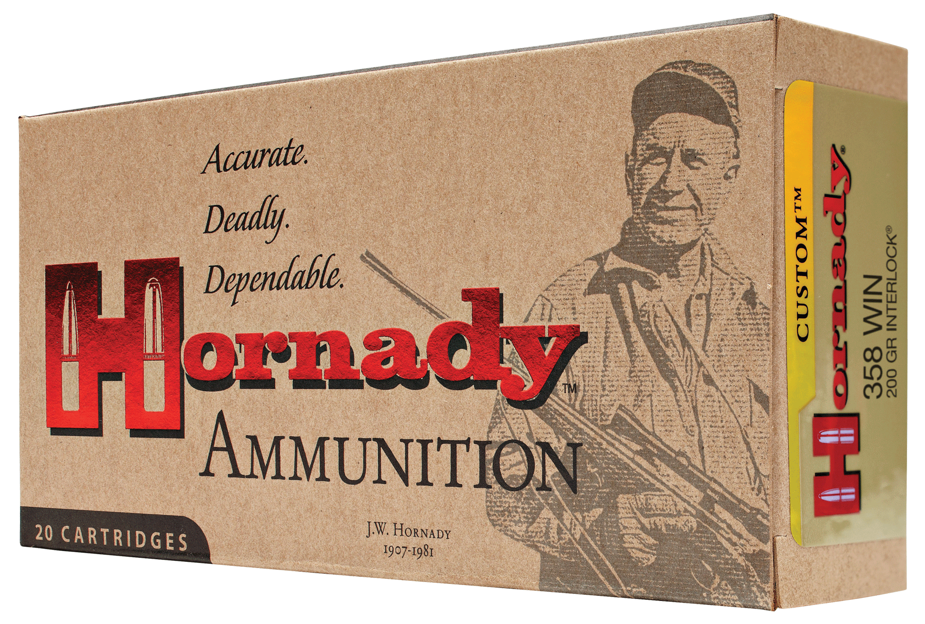 Hornady 91318 Custom 358Win 200gr InterLock Spire Point 20 Per Box/10 Case