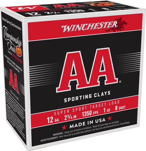 WINCHESTER AA 12GA 2.75" 1OZ #8 1350FPS 250RD CASE LOT