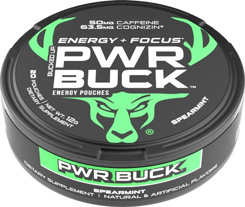 BUCKED UP PWR BUCK ENERGY POUCHES 5 CAN ROLL SPEARMINT
