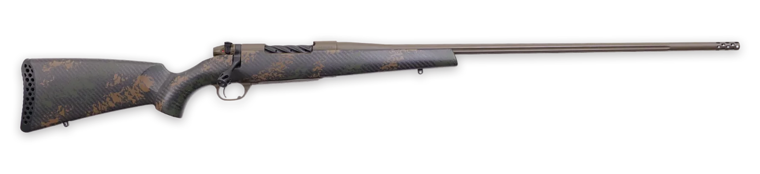 Weatherby MBC20N300PR8B Mark V Backcountry 2.0 300 PRC 3+1 28" Patriot Brown Cerakote Fluted Barrel/Peak 44 Blacktooth Carbon Fiber w/ Dark Green/Brown Sponge Stock