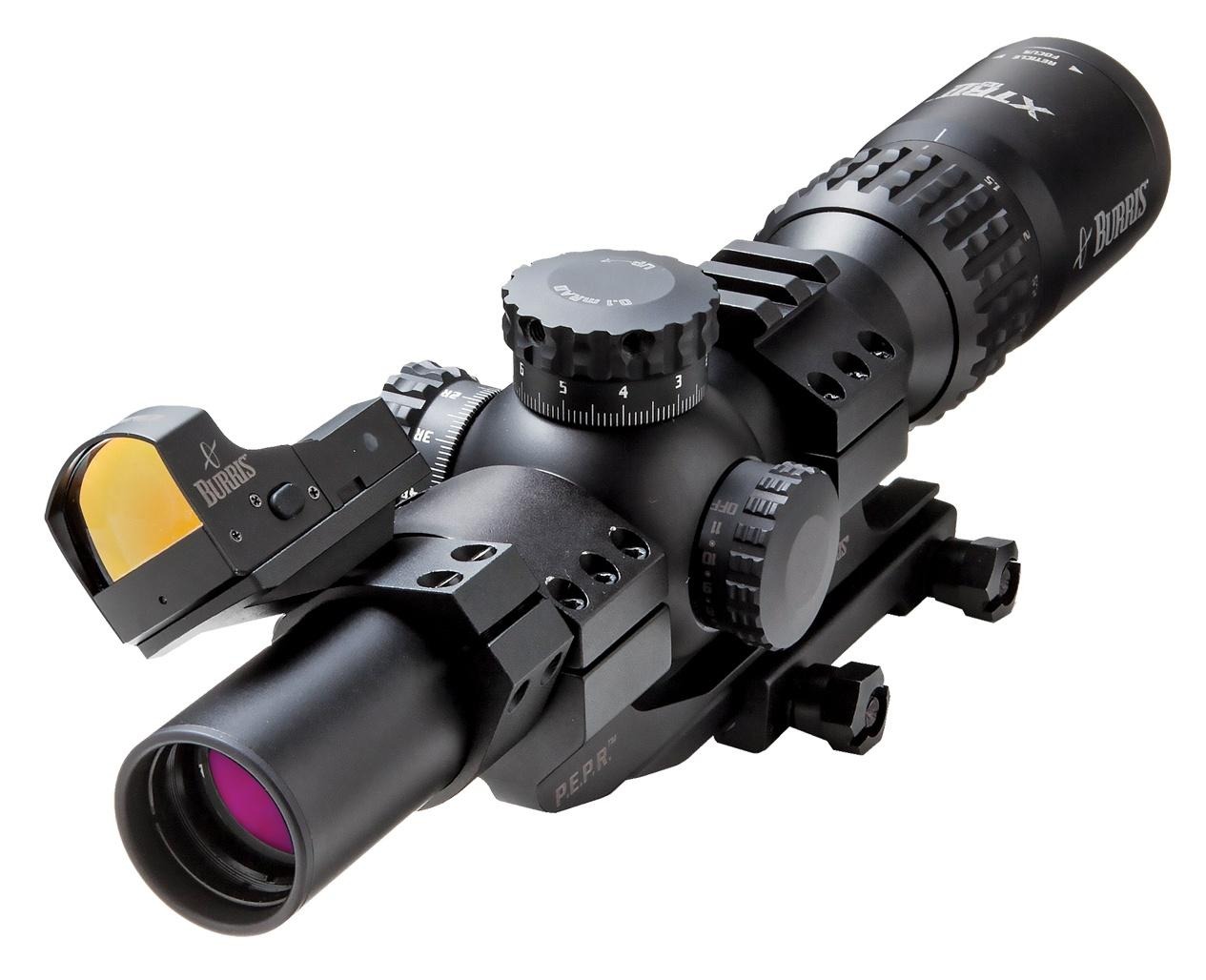 REFURBISHED Burris XTR II Rifle Scope Combo - 1-5x24mm Illum Ballistic 5.56 G3 Reticle MAD System Mil Knobs Matte