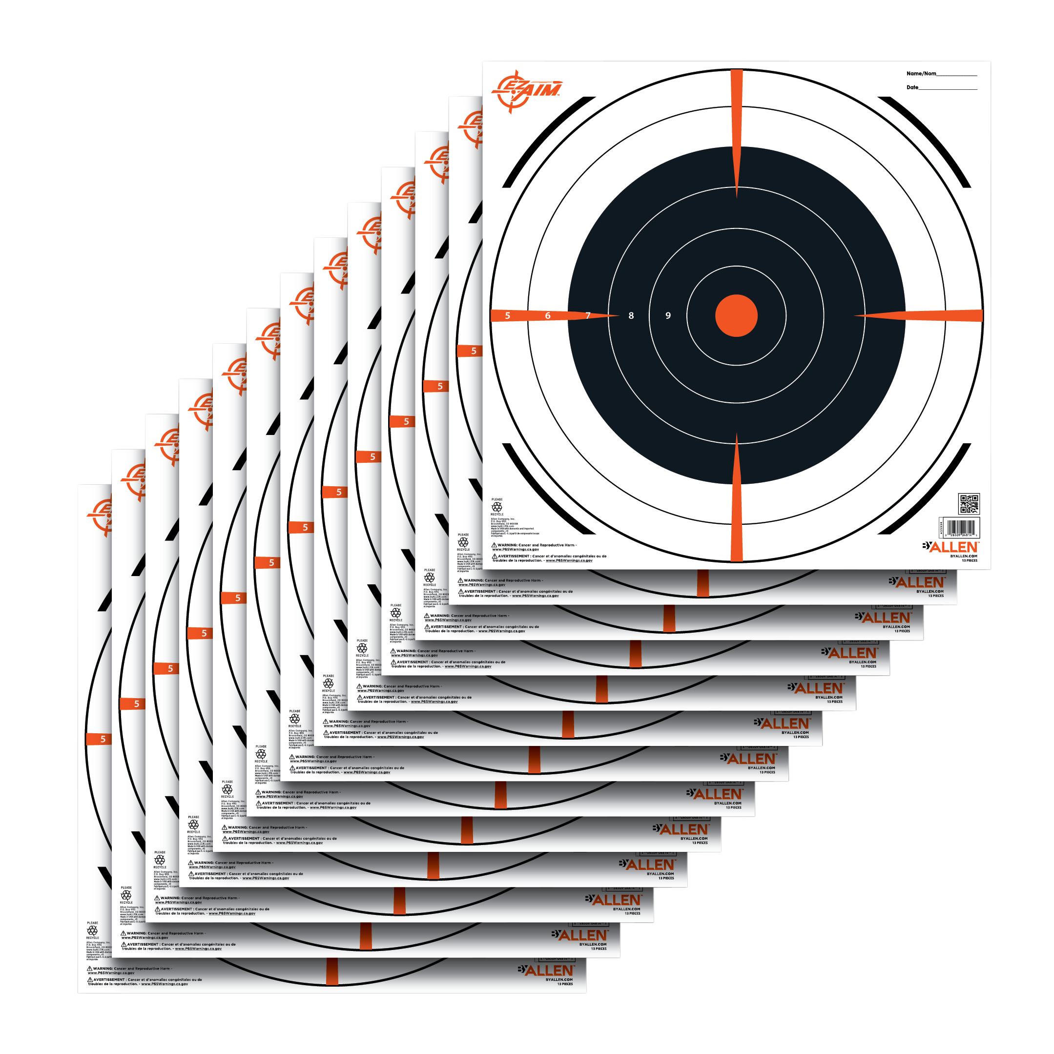 EZ-Aim 15334 Bullseye  Hanging Paper 12" x 12" Black/White 13 Per Pack