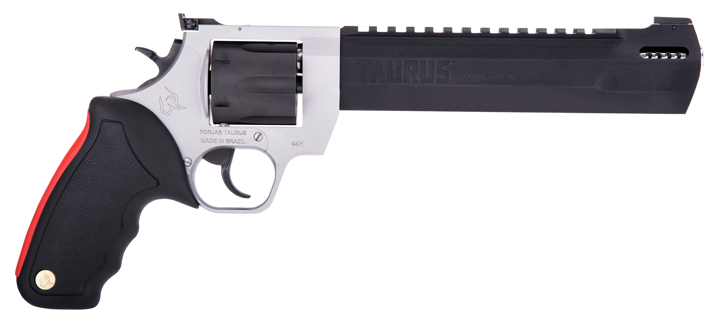 Taurus 2-440085RH Raging Hunter  44 Rem Mag 6rd 8.37" Black Stainless Steel Barrel Matte Black Oxide Cylinder Matte Stainless Steel Frame Black Rubber with Integrated Red Cushion Insert Grip
