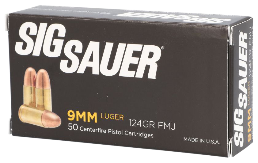 Sig Sauer E9MMB250 Elite Ball 9mmLuger 124gr Full Metal Jacket 50 Per Box/20 Case