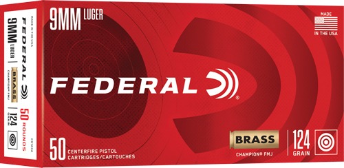 Federal Champion 9mm 124gr FMJ 50rd Box