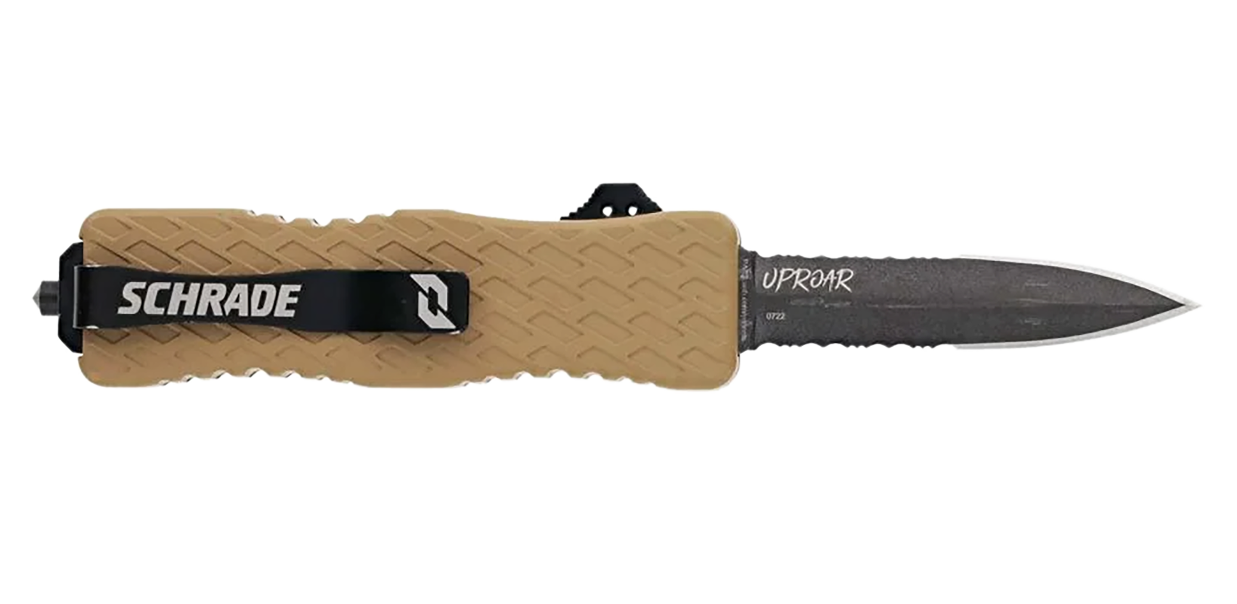 Schrade 1159305 Uproar  Automatic 3" OTF Dagger Part Serrated Black Oxide D2 Steel Blade, Flat Dark Earth Textured Aluminum Handle
