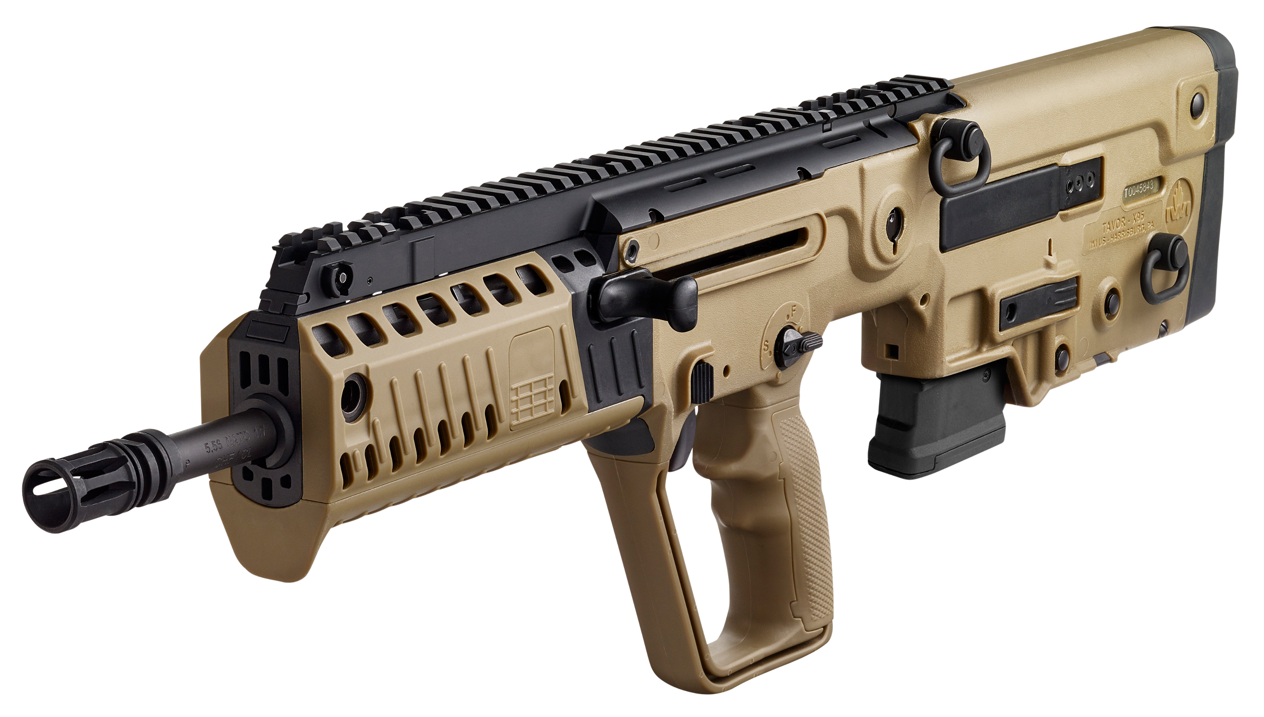 IWI US XFD1610 Tavor X95 5.56x45mm NATO Caliber with 16.50" Barrel, 10+1 Capacity, Flat Dark Earth Metal Finish, Flat Dark Earth Fixed Bullpup Stock & Polymer Grip Right Hand