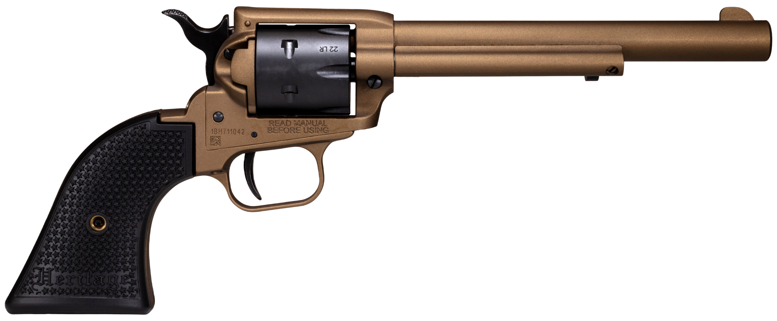 Heritage Mfg SRR22A6 Rough Rider  22 LR 6 Shot, 6.50" Burnt Bronze Cerakote Steel Barrel & Frame, Black Satin Cylinder, Black Polymer Grip, Hammer/Thumb Safety, Exposed Hammer