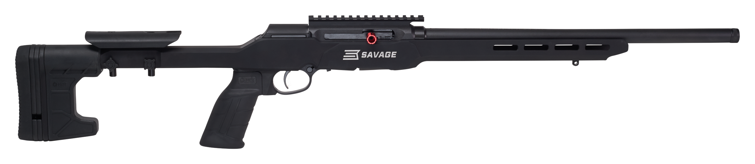 Savage Arms 47248 A22 Precision Full Size 22 LR 10+1 18" Matte Black Heavy Threaded Barrel, Matte Black Picatinny Rail Carbon Steel Receiver, Matte Black MDT ACC Aluminum Chassis, Black Polymer Grip,