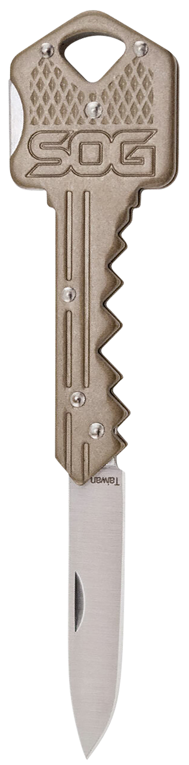 S.O.G SOG-KEY102-C Key  1.50" Folding Plain Drop Point Satin 5Cr13MoV SS Blade/ Brass Stainless Steel Handle