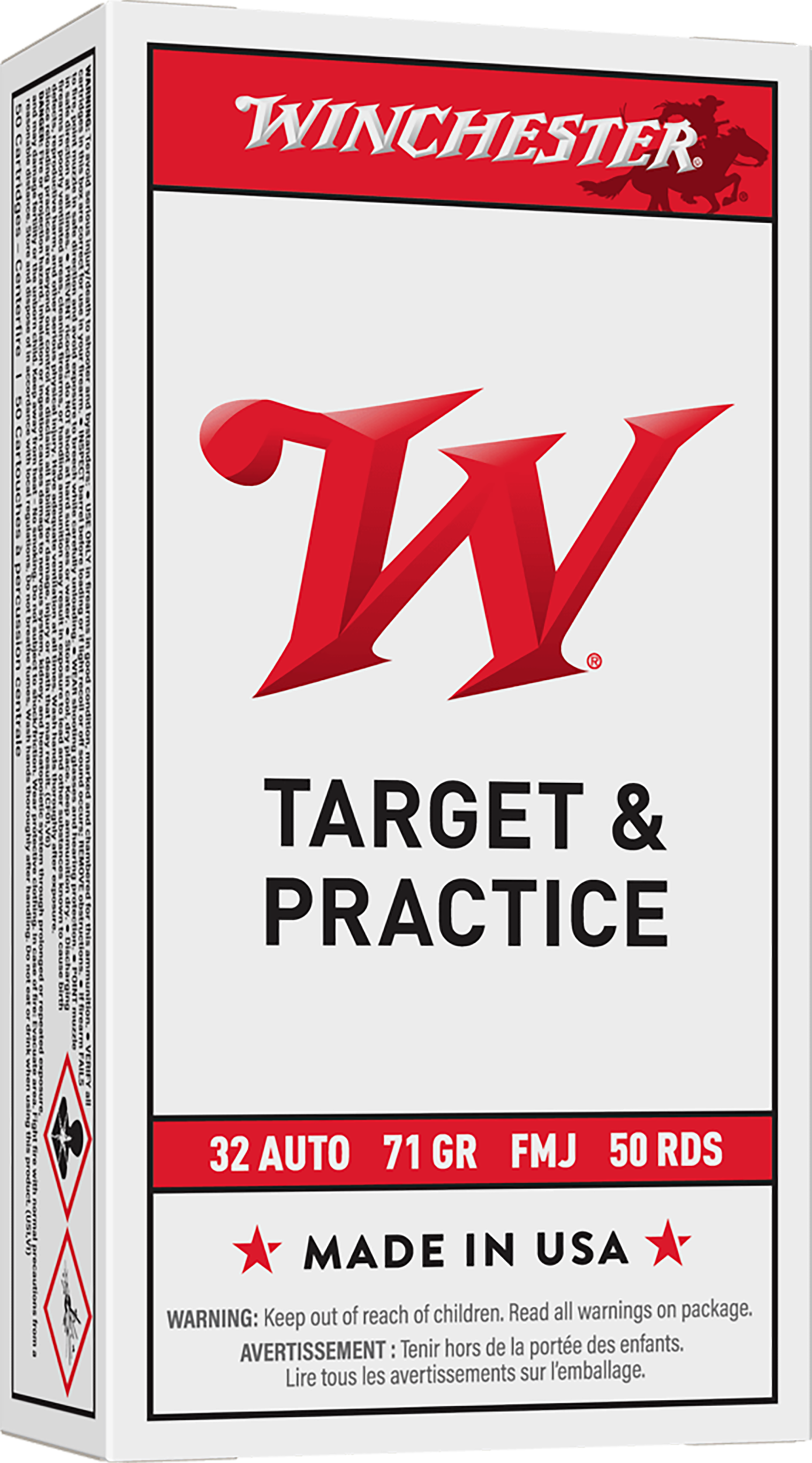 Winchester Ammo Q4255 USA  32ACP 71gr Full Metal Jacket 50 Per Box/10 Case