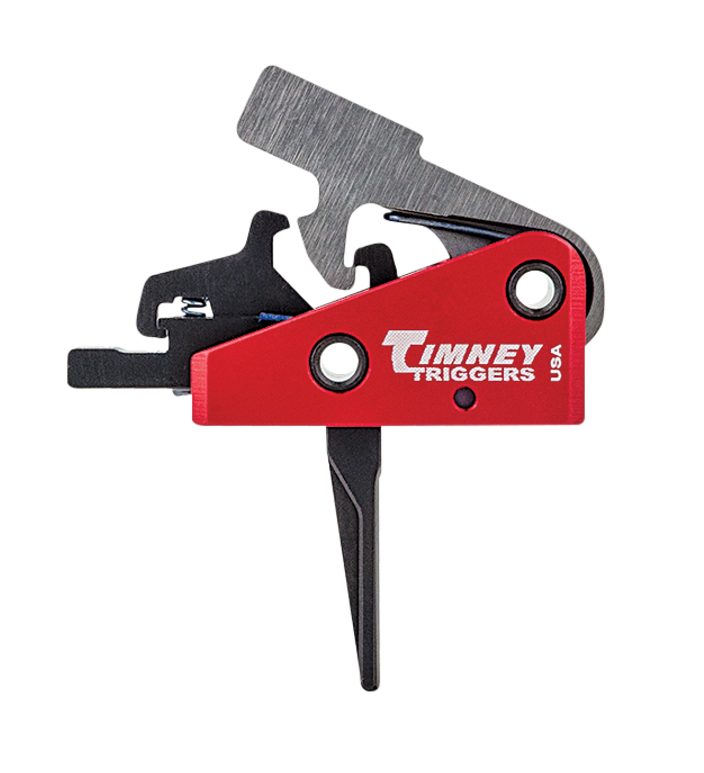 Timney Triggers 662SST Targa Short Trigger  Two-Stage Straight Trigger with 2 lbs Draw Weight & Black/Red Finish for AR-Platform