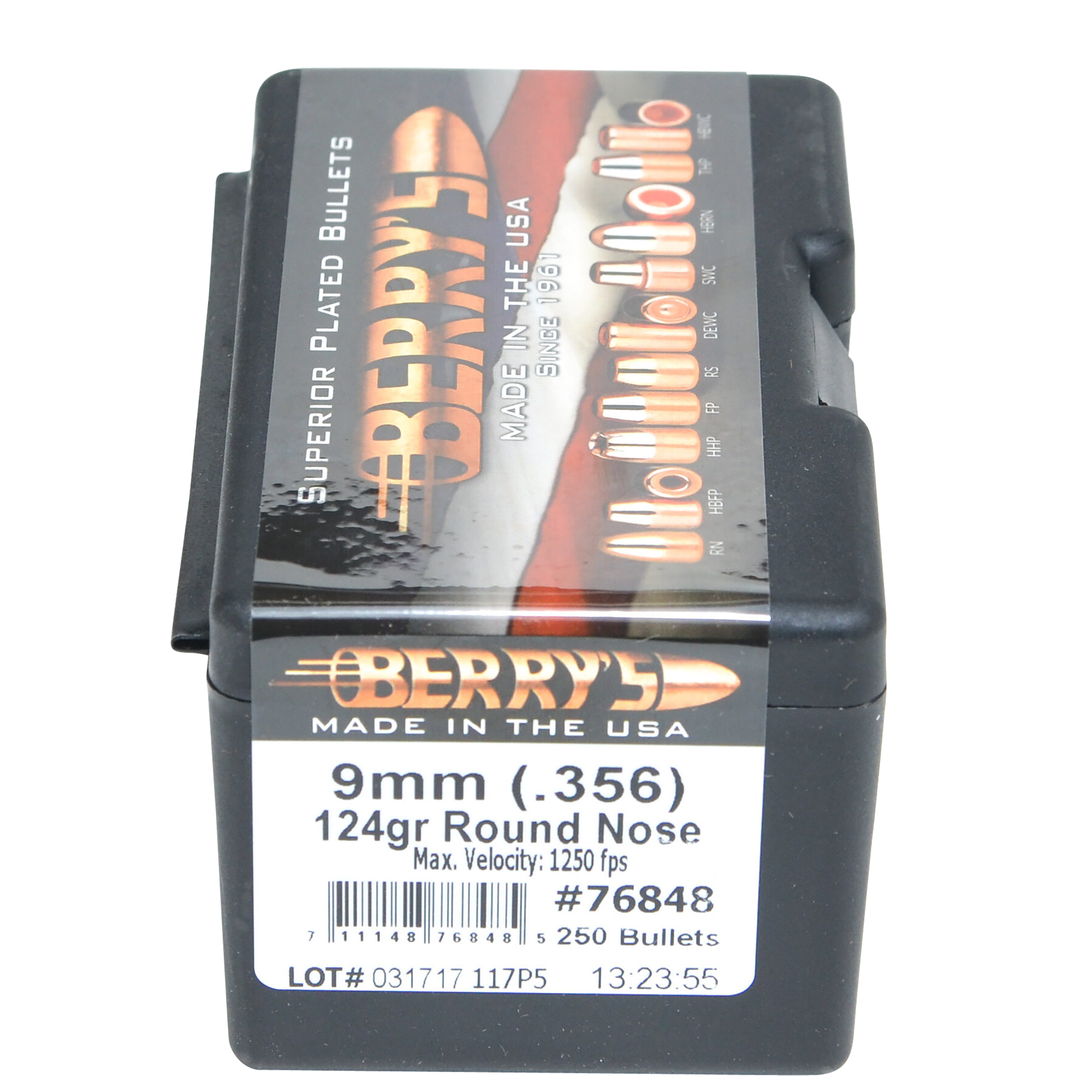 Berry's 76848 Superior Pistol 9mm/356 124gr Round Nose 250/Box