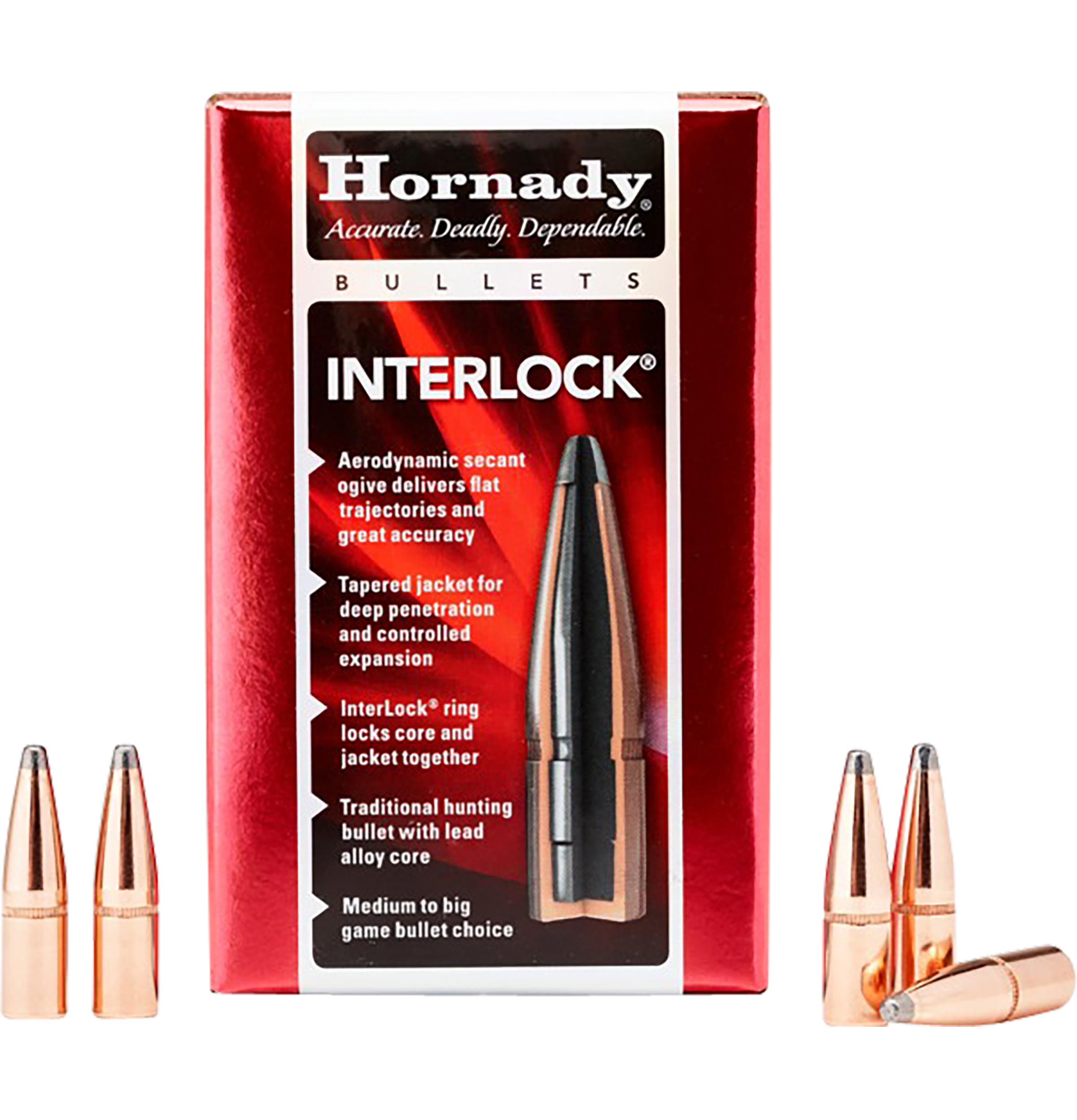 Hornady 3070 InterLock 30 Cal .308 180 gr Spire Point 100 Per Box/ 15 Case