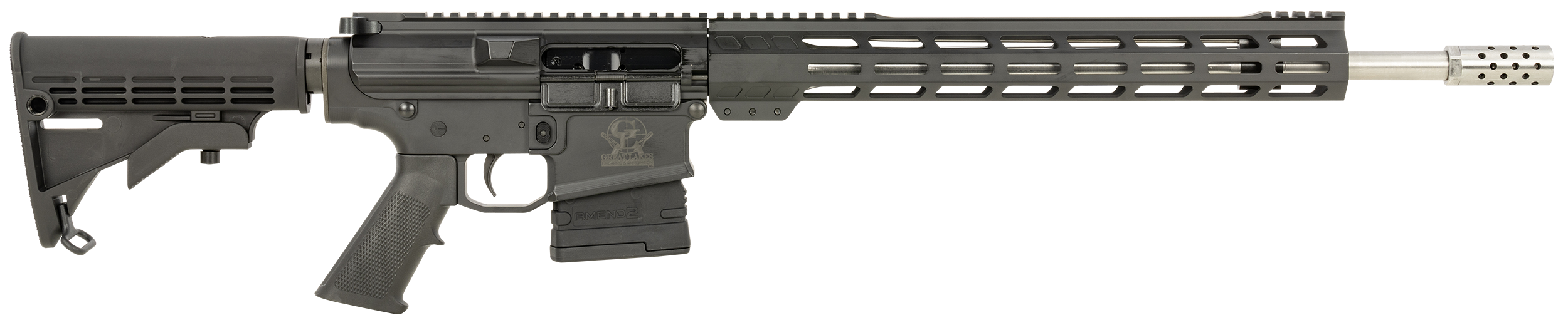 Great Lakes Firearms GL10308SSBLK AR-10 308 Win 20+1 18" Stainless, Black Rec, M-Lok Handgaurd, Carbine Stock, A2 Grip, Muzzle Brake