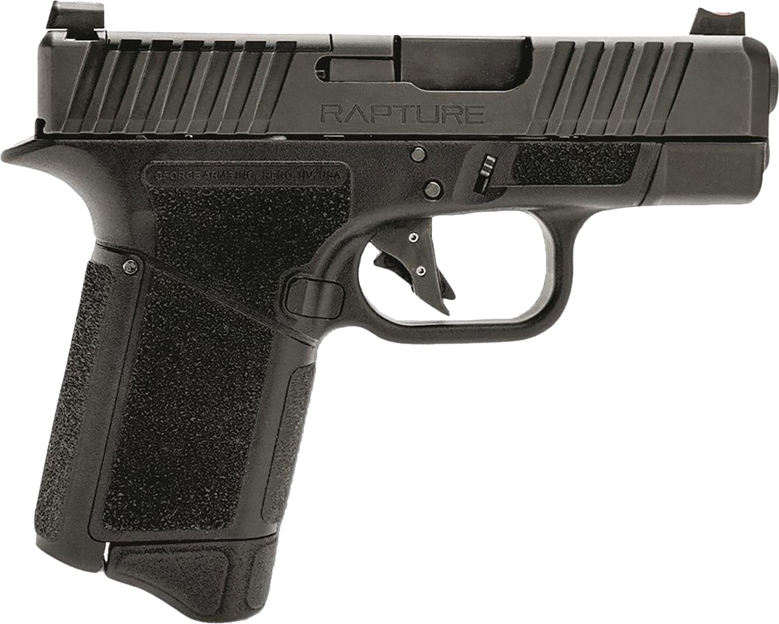 Gforce Arms GF932512GB Rapture Sub-Compact Frame 9mm Luger 12+1 3.25" Black Steel Barrel, Black Steel Optic Cut/Serrated Slide, Gray Cerakote Polymer Frame, Shield RMSc/RMR Footprint
