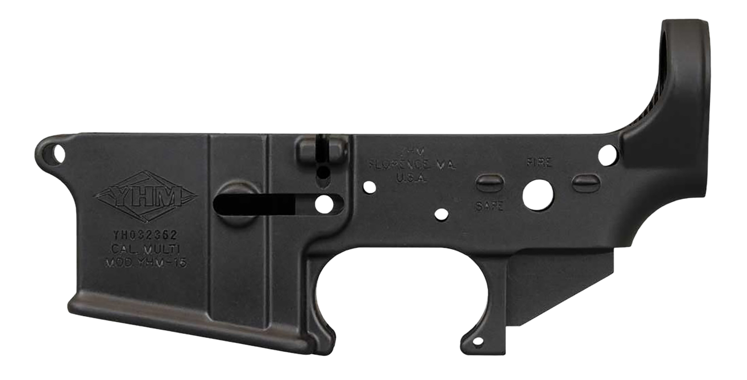 Yankee Hill 125 Stripped Lower Receiver 5.56x45mm NATO 7075-T6 Aluminum Black Anodized for AR-15