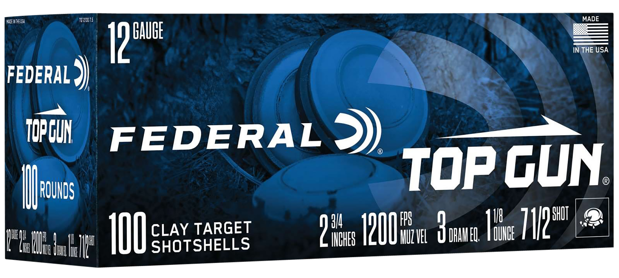 Federal TG1210075 Top Gun  12Gauge 2.75" 1 1/8oz 7.5Shot 100 Per Box/2 Case