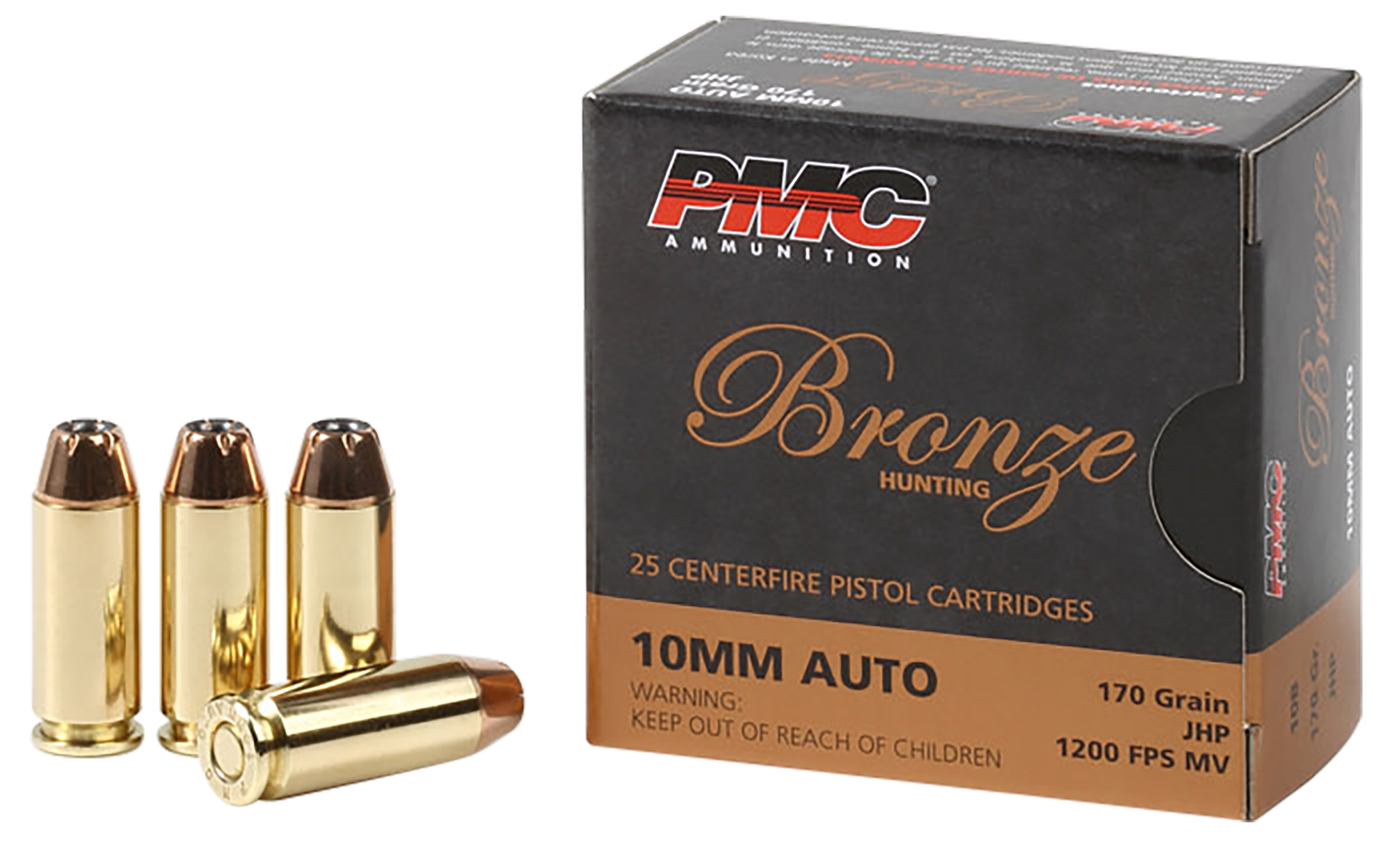 PMC 10B Bronze  10mmAuto 170gr Jacketed Hollow Point 25 Per Box/20 Case
