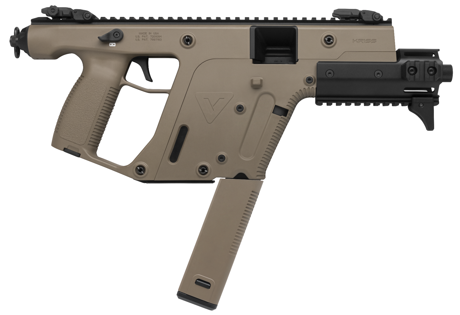 Kriss USA KV90PFD30 Vector Enhanced SDP Gen2 9mm Luger 40+1 6.50" Black Nitride Threaded Barrel, Flat Dark Earth Picatinny Rail, MK5M Modular Rail, Glock Magazine Compatible