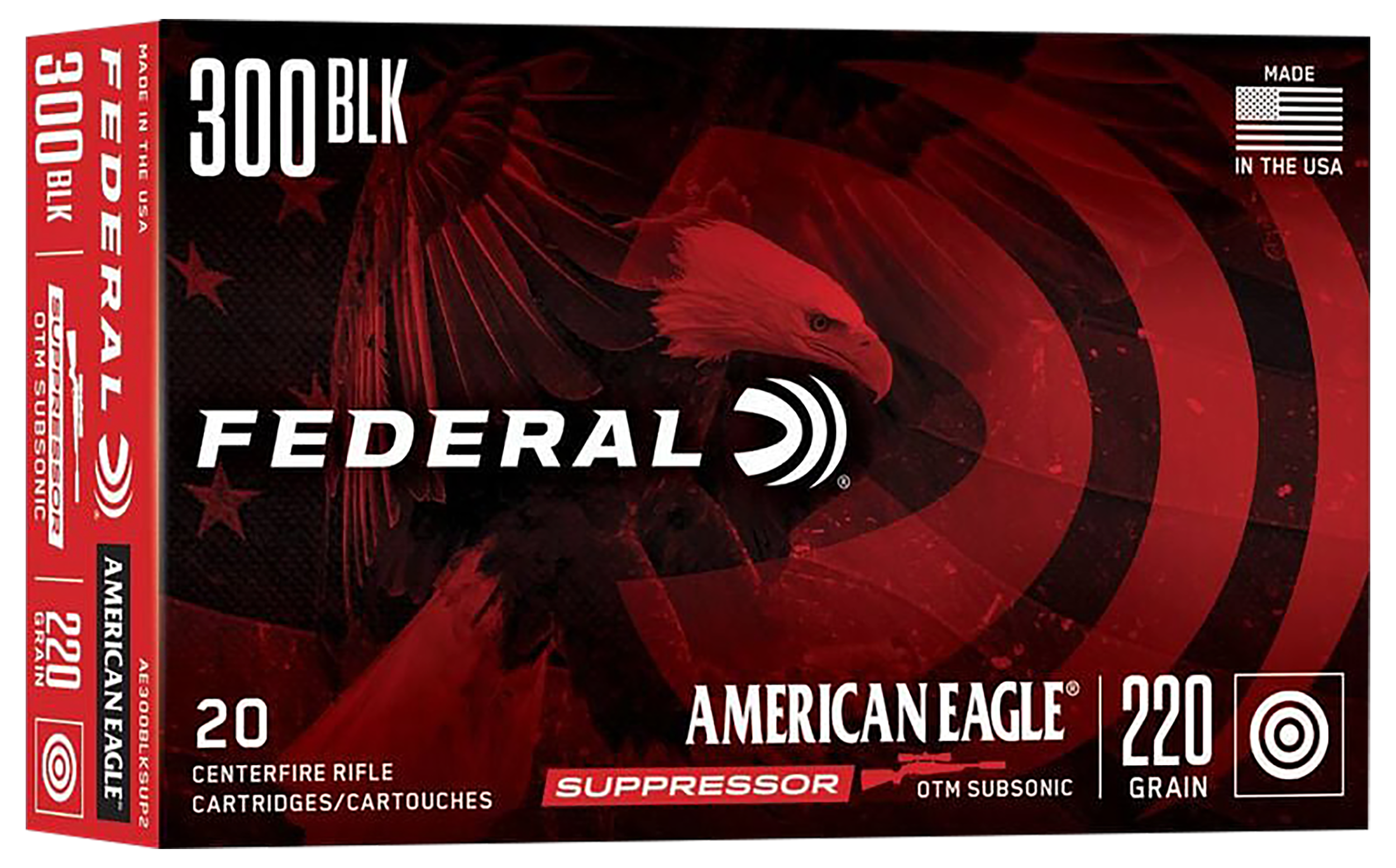 Federal AE300BLKSUP2 American Eagle Suppressor 300Blackout 220gr Open Tip Match 20 Per Box/25 Case