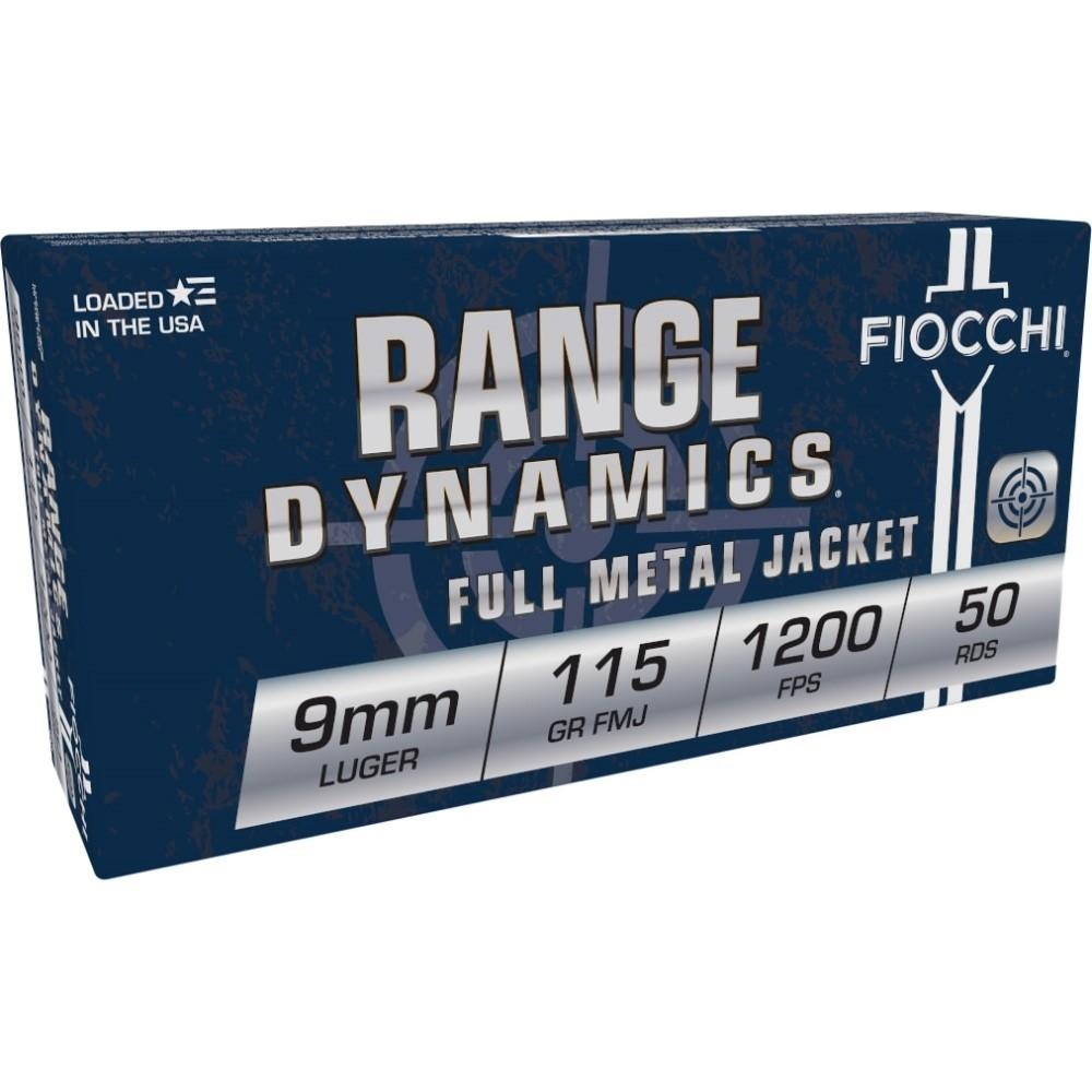 Fiocchi Range Dynamics Handgun Ammunition 9mm Luger 115 gr FMJ 1200 fps 1000/ct