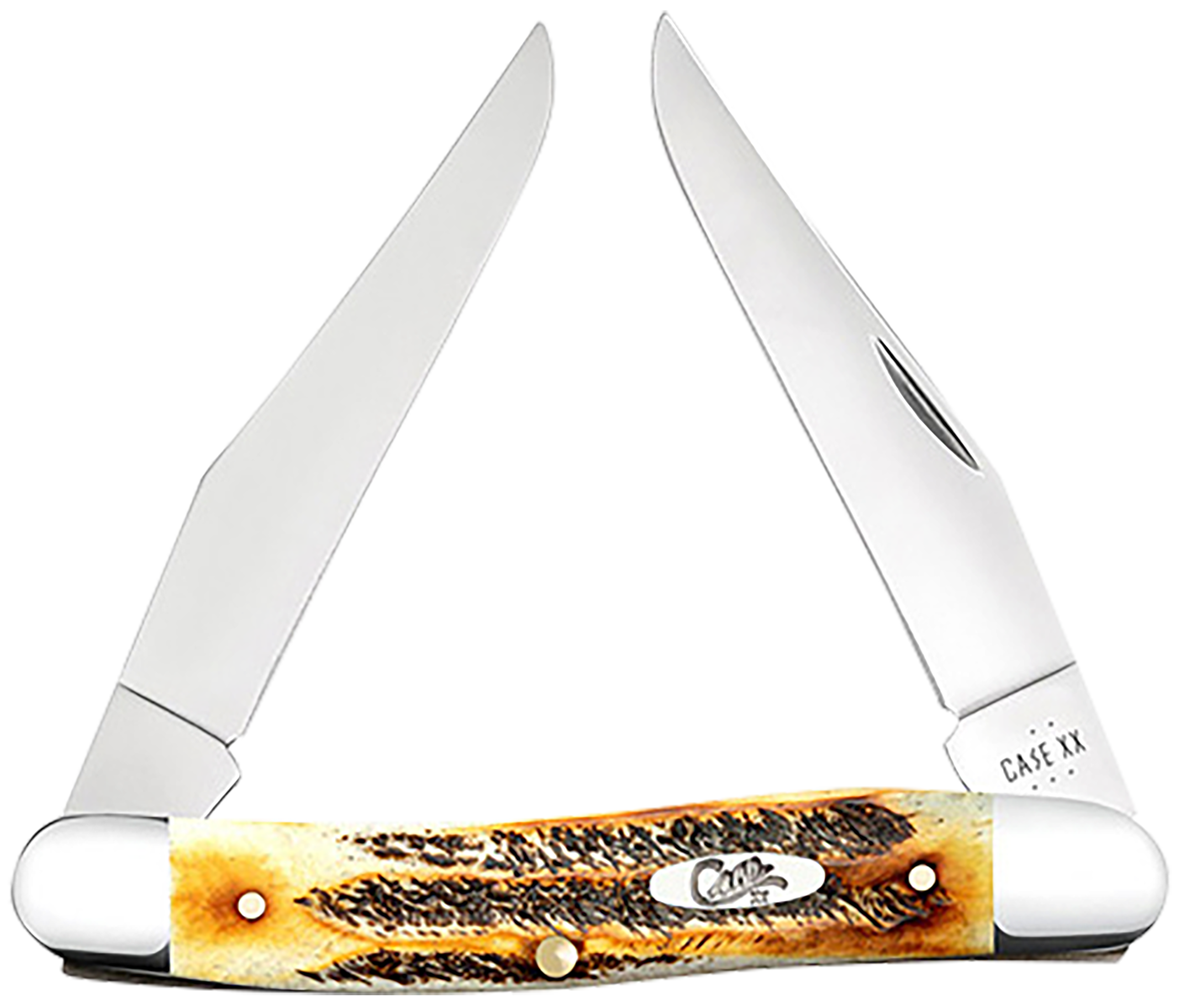 Case 65346 Muskrat  2.90" Folding Clip Point Plain Polished Tru-Sharp SS Blade, Burnt Dark Amber 6.5 BoneStag Handle