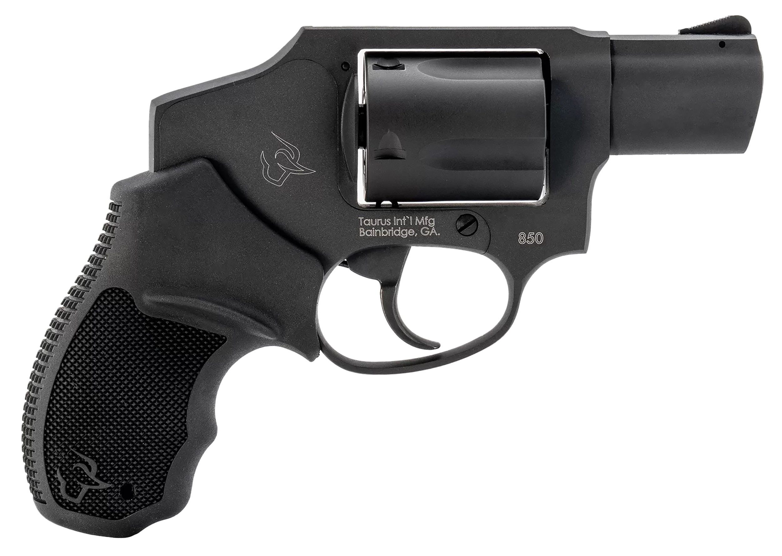 Taurus 2-850121 850  Small 38 Special 5 Shot 2" Matte Black Alloy Steel Barrel, Cylinder & Frame, Black Rubber Grip, Transfer Bar Safety, Concealed Hammer