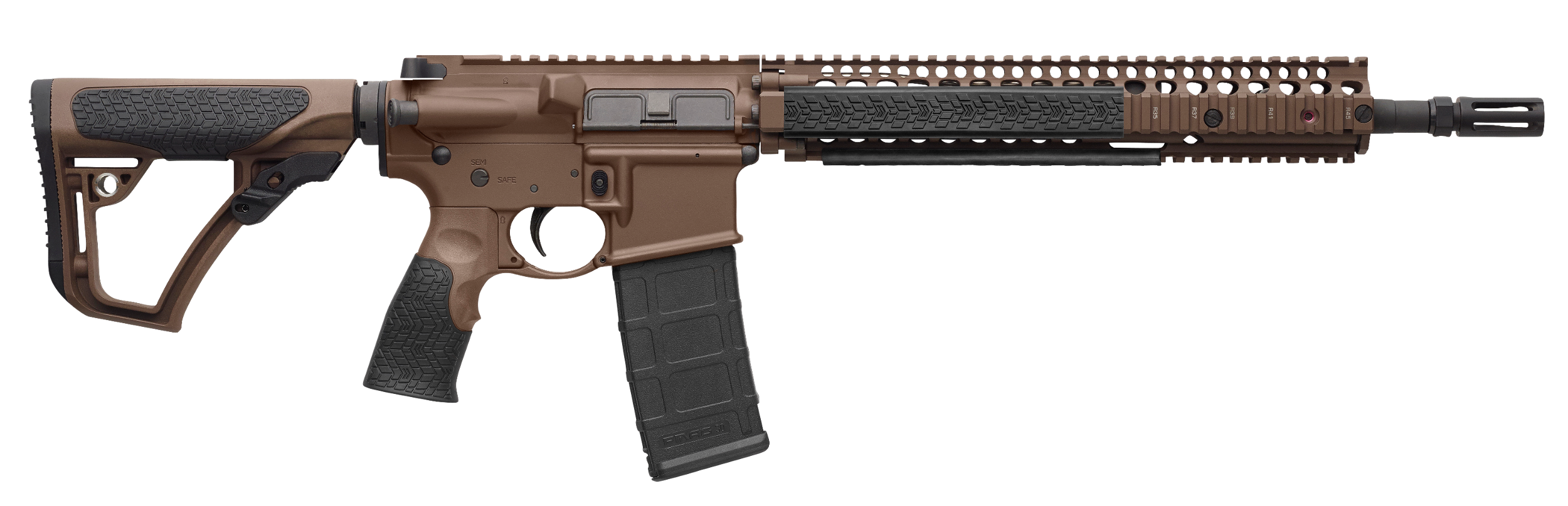 Daniel Defense 0208815126055 DDM4 M4A1 *CA Compliant 5.56x45mm NATO 14.50" 10+1 Mil-Spec Brown Cerakote 6 Position w/SoftTouch Overmolding Stock