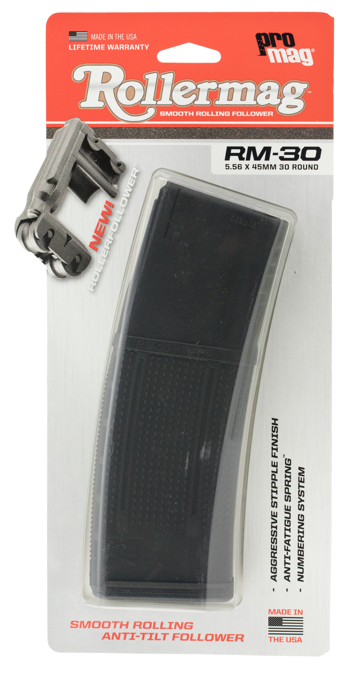 ProMag RM30 Standard 30rd Detachable w/Roller Follower 5.56x45mm Fits AR-15 Black DuPont Zytel Polymer