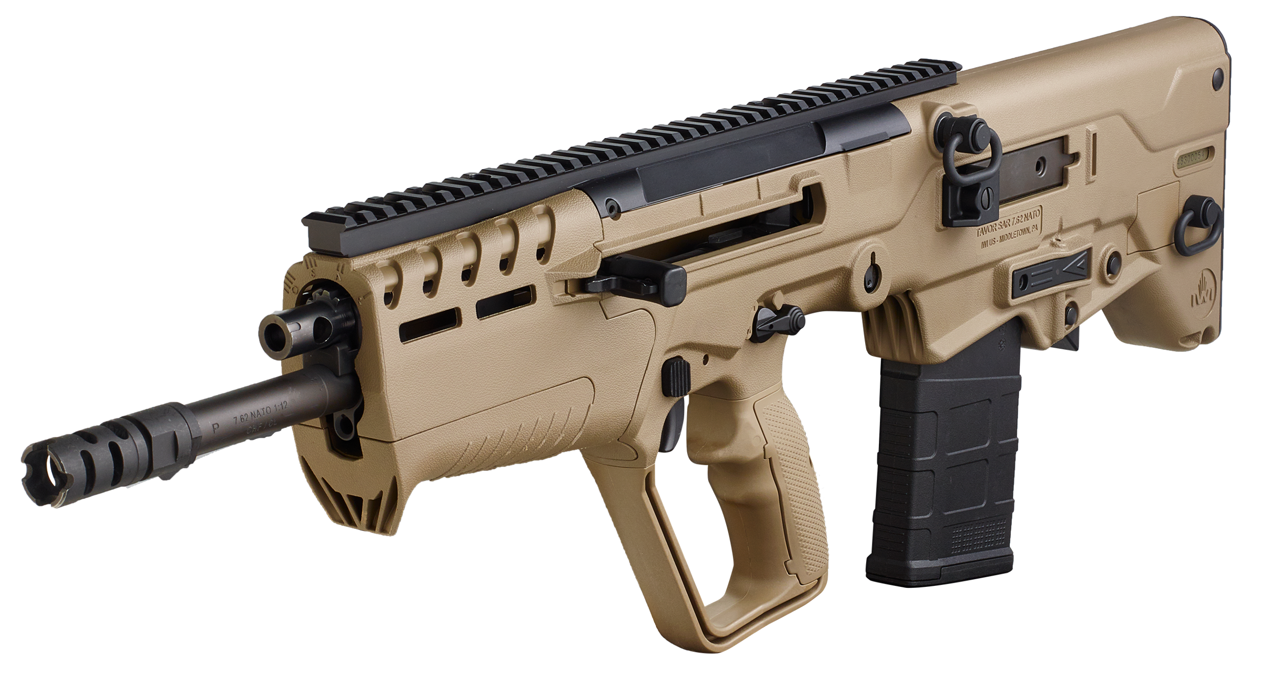 IWI US T7FD16 Tavor 7 7.62x51mm NATO Caliber with 16.50" Barrel, 20+1 Capacity, Flat Dark Earth Metal Finish, Flat Dark Earth Fixed Bullpup Stock & Polymer Grip Right Hand