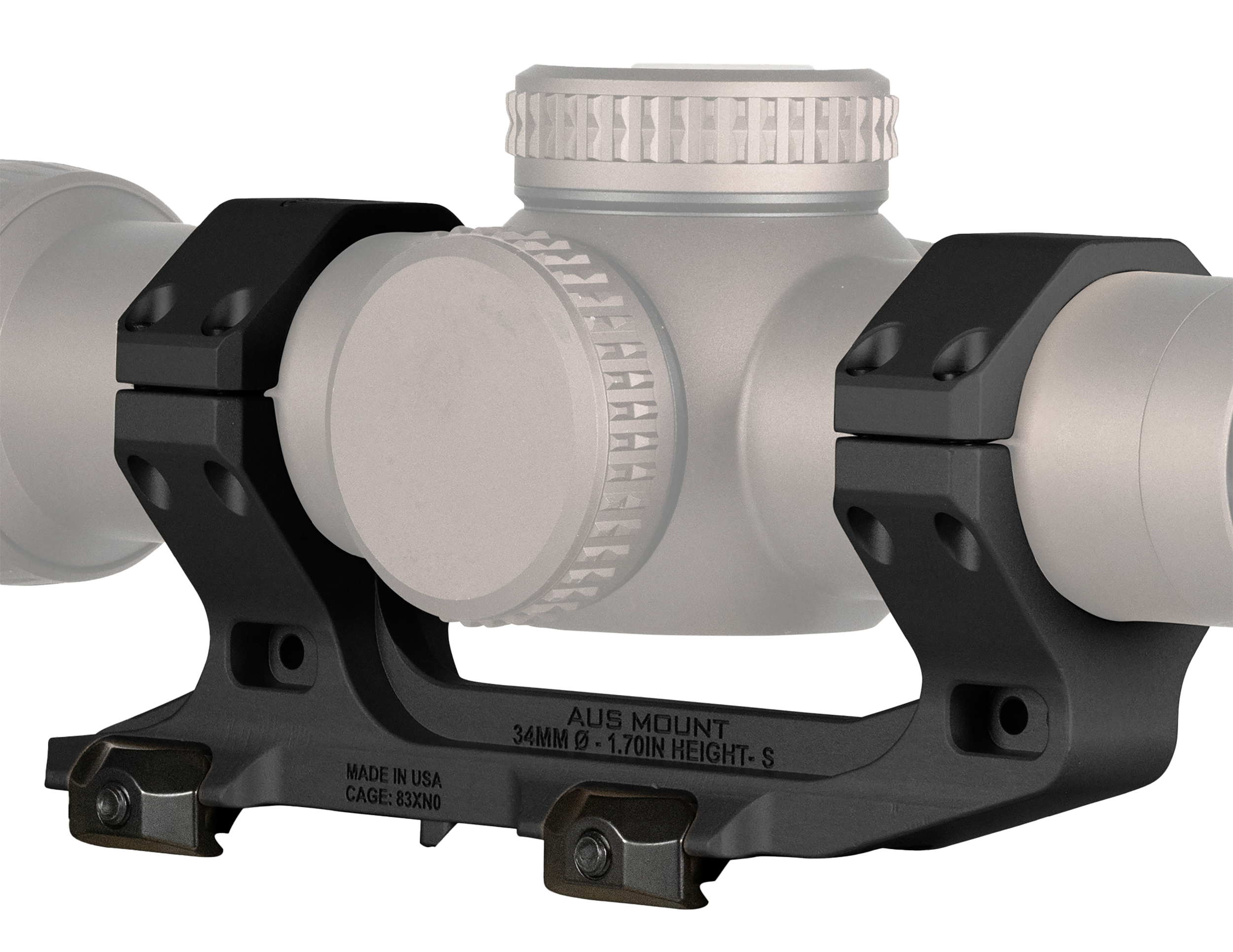 Reptilia LLC 100240 AUS Optic Mount Black 7075-T6 Aluminum 34mm Tube Mil-Spec 1913 Picatinny Rail Mount