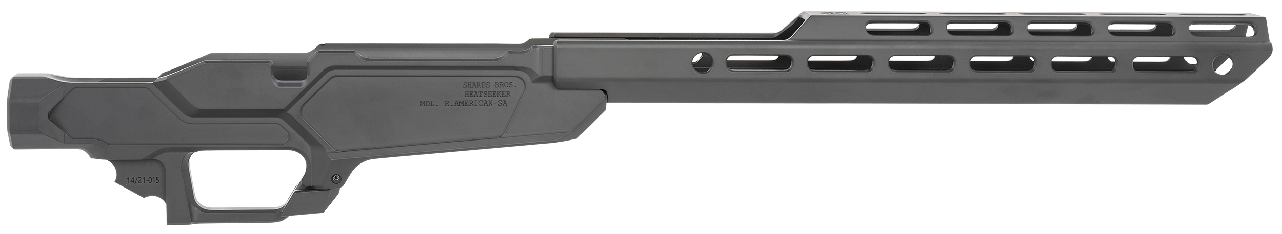Sharps Bros SBC02 Heatseeker Rifle Chassis Stock Fits Ruger American Rifle, 6061-T6 Aluminum w/Cerakote Finish, 14" M-LOK Handguard, Compatible w/AICS Short Action Magazines