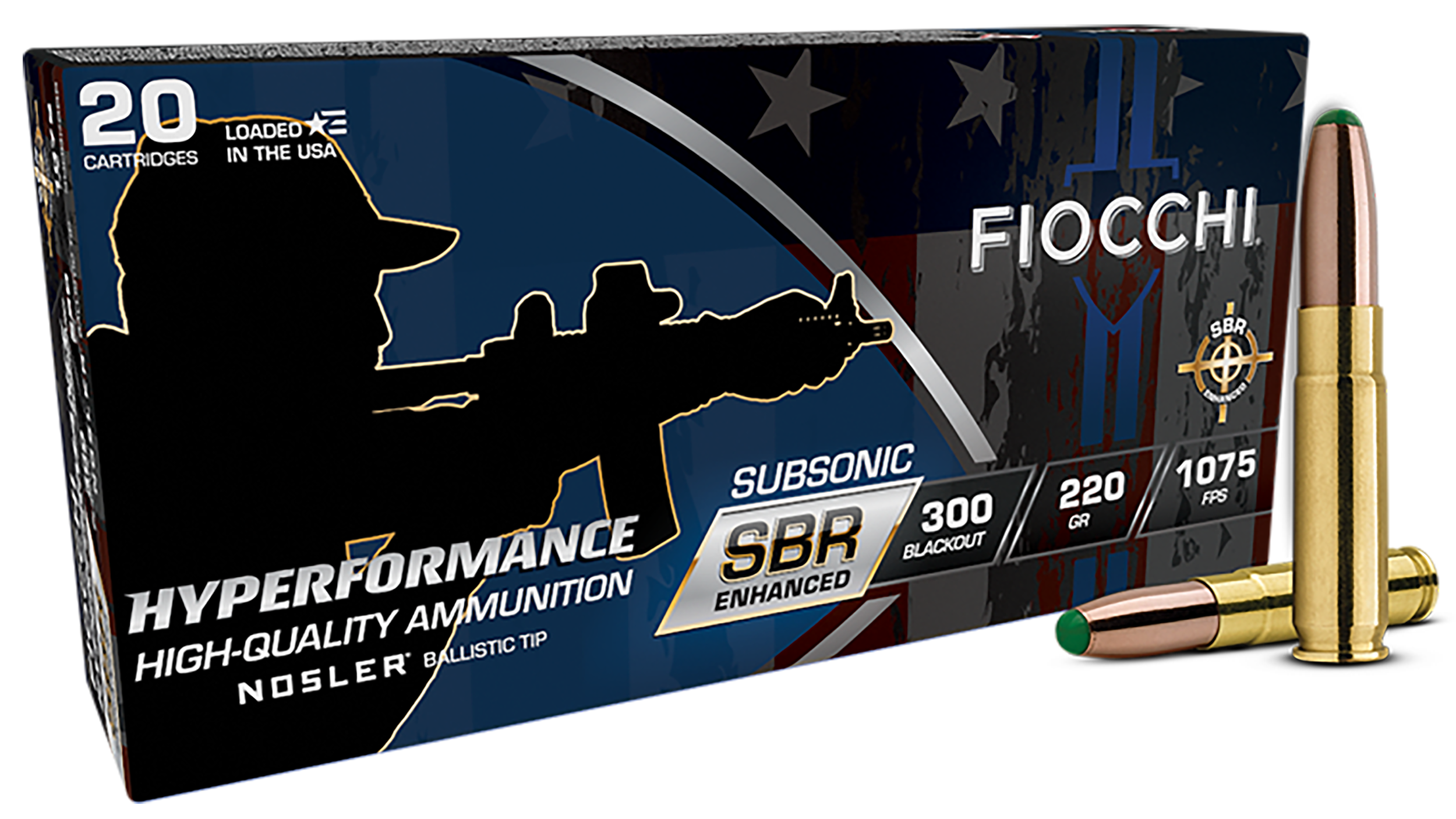 Fiocchi 300BKSBS Hyperformance  300Blackout 220gr Nosler BT 20 Per Box/10 Case