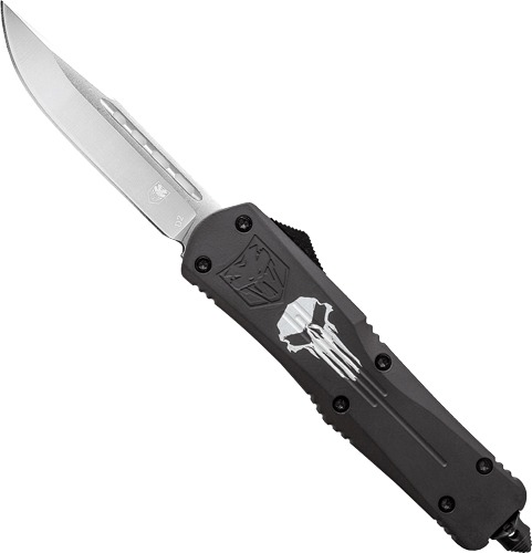 COBRATEC LARGE FS3 OTF BLACK PUNISHER 3.5" D2 STEEL DRP PNT