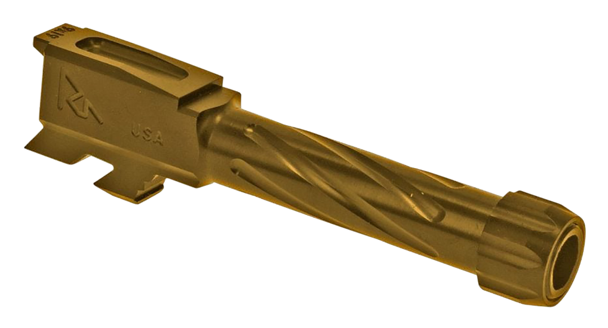Rival Arms RA20G302E Precision V1 Match Grade 9mm Luger Compatible w/Glock 43 3.41" Fluted Threaded Gold PVD Stainless Steel