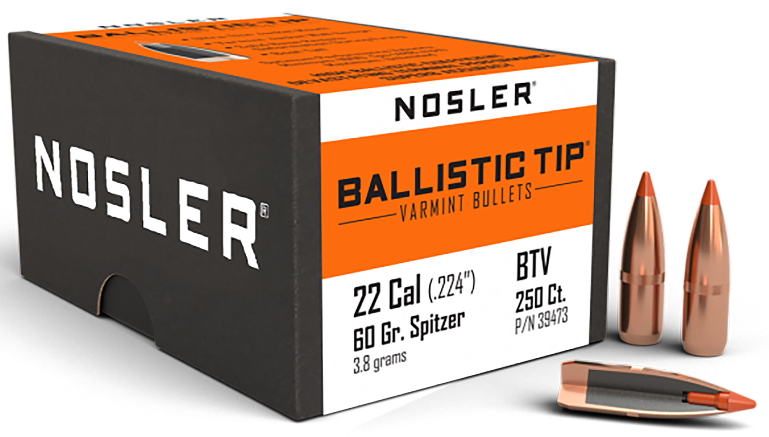 Nosler 39473 Ballistic Tip  22Cal 60gr Ballistic Tip Varmint 250/Box
