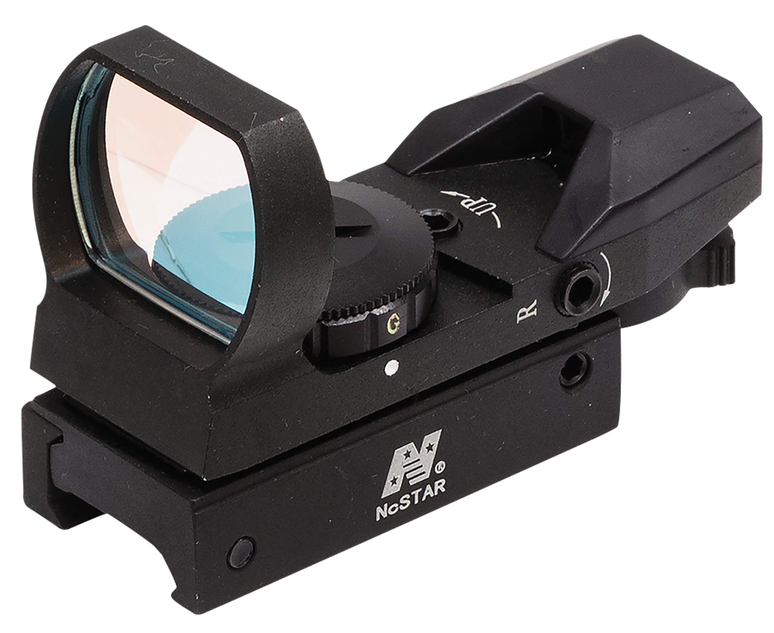 NcStar D4RGB Red & Green Four Reticle Reflex Optic  Black Anodized 1 x 0.95"x 1.34" 3 MOA Red/Green Dot Multi Reticle