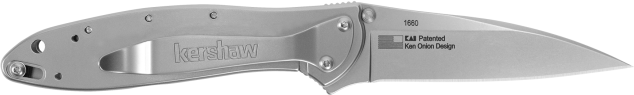 Kershaw 1660 Leek  3" Folding Drop Point Plain Bead Blasted 14C28N Steel Blade, Bead Blasted 410 Stainless Steel Handle Includes Pocket Clip